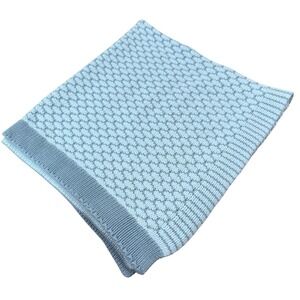 Pottery Barn Kids Knit Honeycomb Baby Blanket Gray White Cotton Blend Nursery